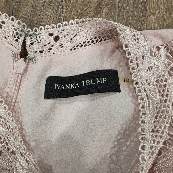 NWT Ivanka Trump Blush Pink Georgette Lace Zipper Closure Dress Size 10 - Picture 6 of 8